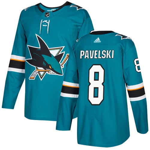 Adidas Men San Jose Sharks 8 Joe Pavelski Teal Home Authentic Stitched NHL Jersey